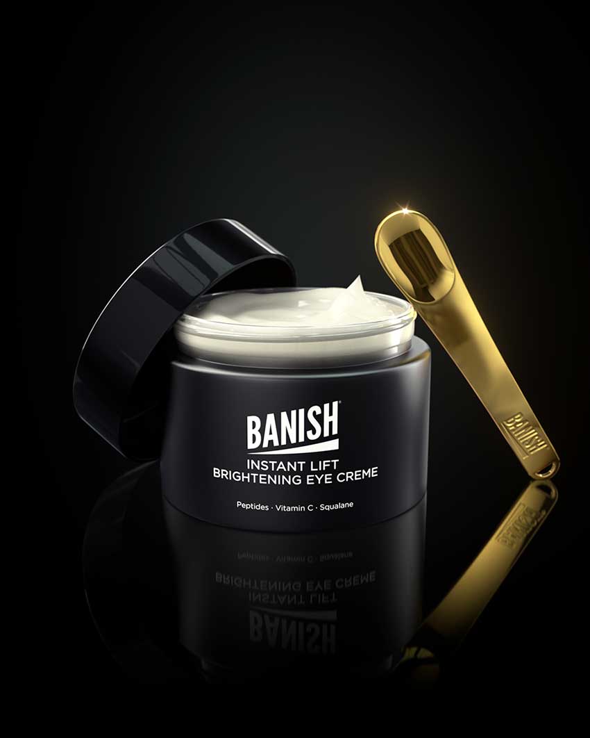 banish eye cream with golden spatula